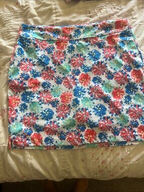 Greg Norman Golf Floral Print Stretch skort White with Coral, Blue & Mint L